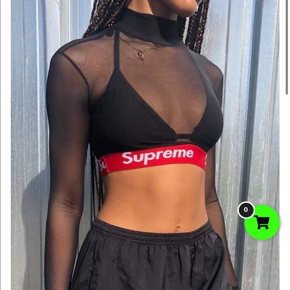 Frankie Collective Mock Neck Mesh Supreme Crop Top